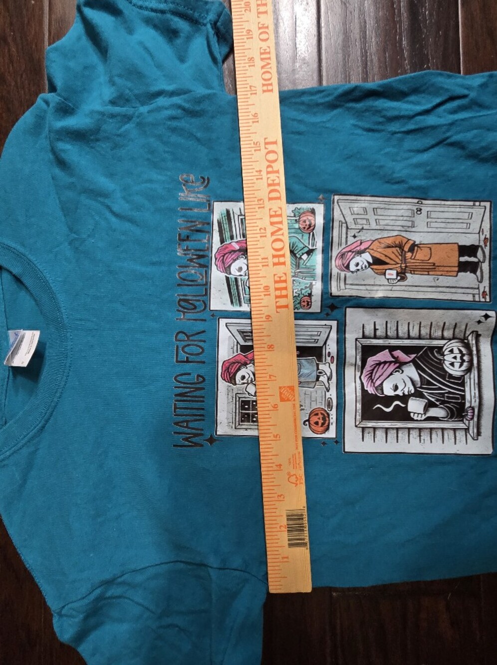 Halloween Michael Myers Waiting For Halloween Like Graphic Tee Small Blue - Picture 5 of 6